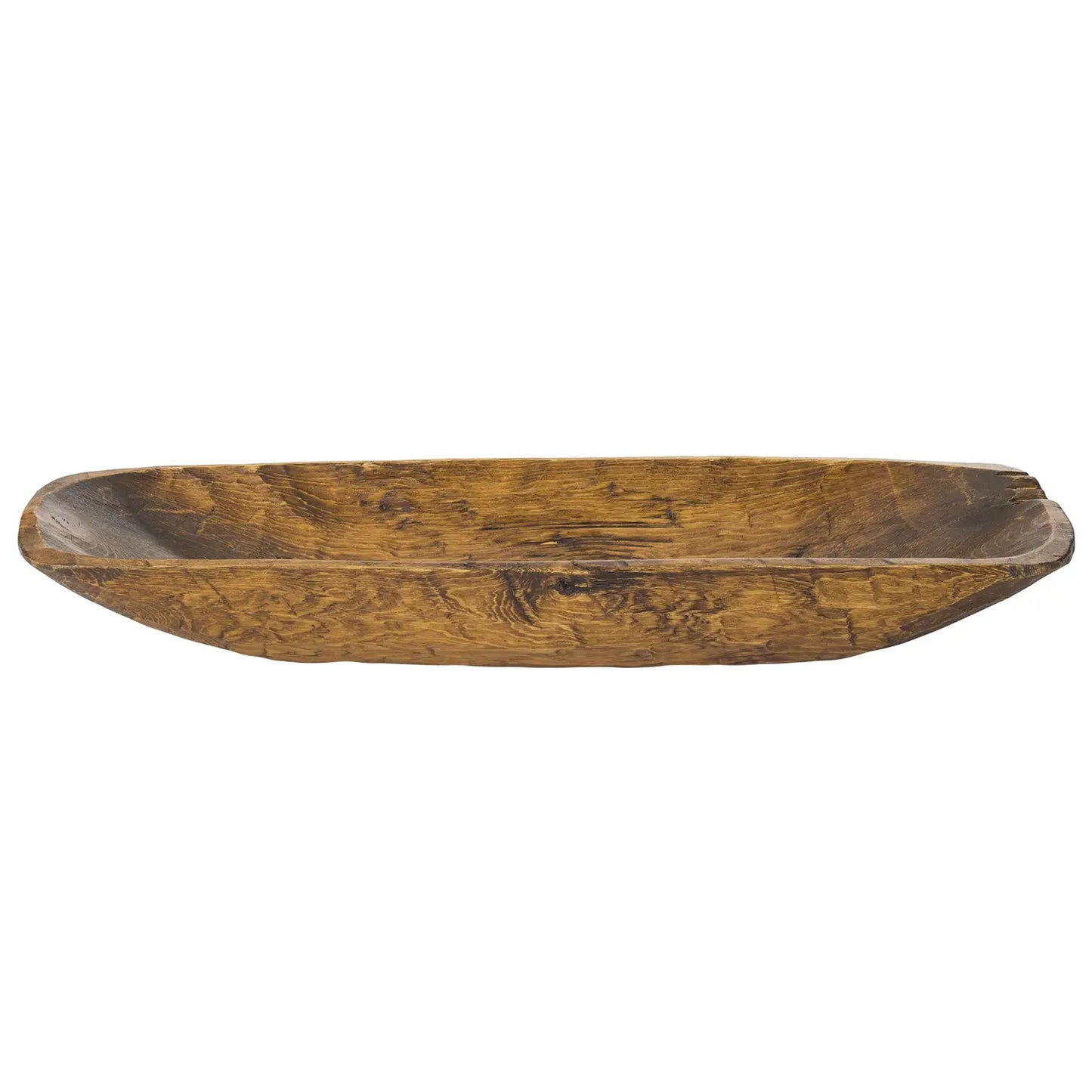 Rustic Brown Natural Handcarved Thin Oval Centerpiece Bowl