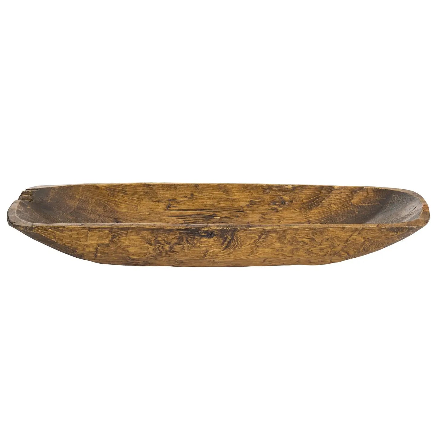 Rustic Brown Natural Handcarved Thin Oval Centerpiece Bowl